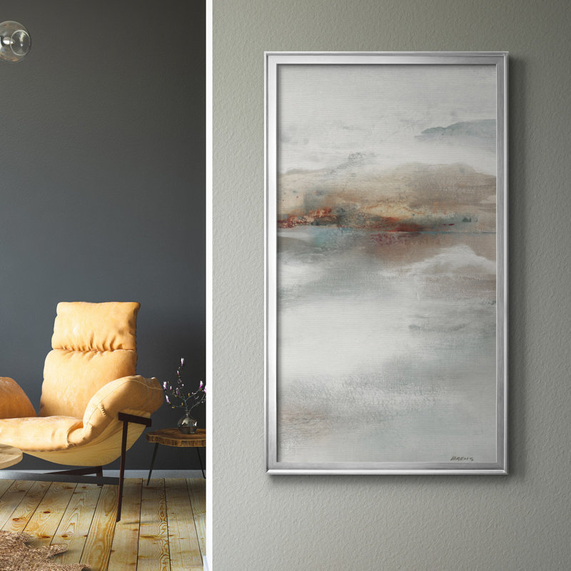 «Rising Veil V», reproduction d'art, H 14,5 po x l 26,5 po x P 1,5 po, Toile encadrée argentée, Pas de tapis