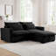 Velours côtelé pour la chambre à coucher - Canapé-lit 2 places avec soutien à la taille, 2 coussins noirs et salon de rangement rond et confortable (noir