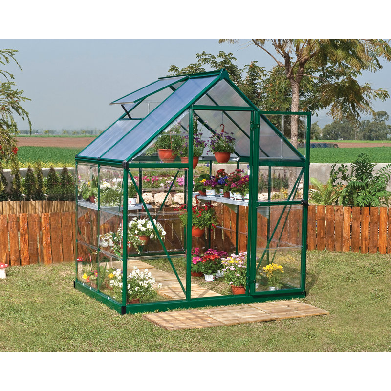 Hybrid 6 Ft W x 4 Ft D Greenhouse, Green