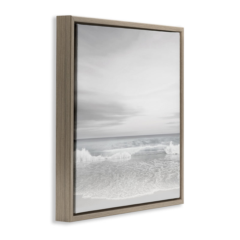 Cadre flottant Soft Peaceful Beach Waves, design par Maggie Olsen, Cadre flottant orme Montalcino, H 18 po x l 18 po