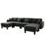 Canapé 4 places Boucle avec accoudoirs distinctifs en forme de coquillage, 2 repose-pieds amovibles et pieds cylindriques - enveloppé de tissu-1948574890