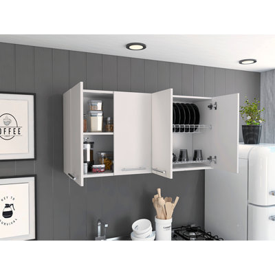 120 Wall Cabinet , Four Doors, Two Cabinets, Two Shelves -White