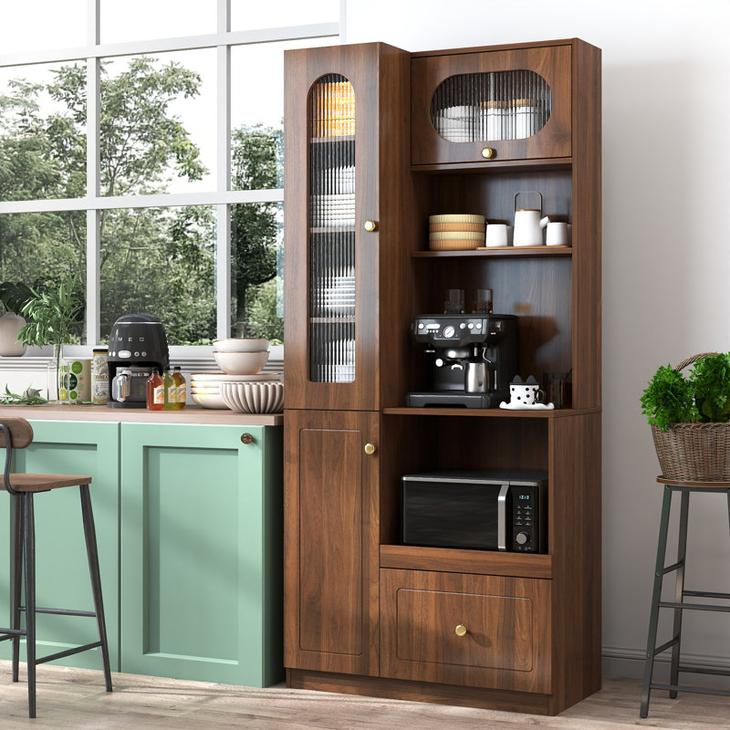 Armoire de cuisine 70,87 "avec tablettes coulissantes et 3 portes