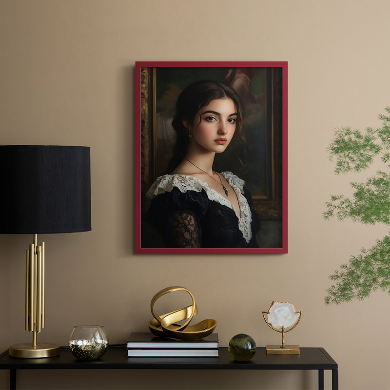 «WOMEN Series CCV», reproduction encadrée en bois massif, H 30 po x l 24 po, Rouge