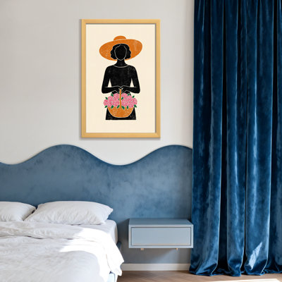 Abstract Woman With Hat Holding Flower Basket