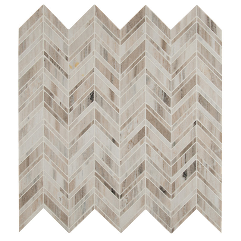 Rosavena Chevron 12 in. x 12 in. Polished Marble Mosaic Floor and Wall Tile