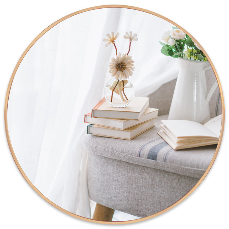 Sussy Metal Round Mirror, 24" x 24", Gold