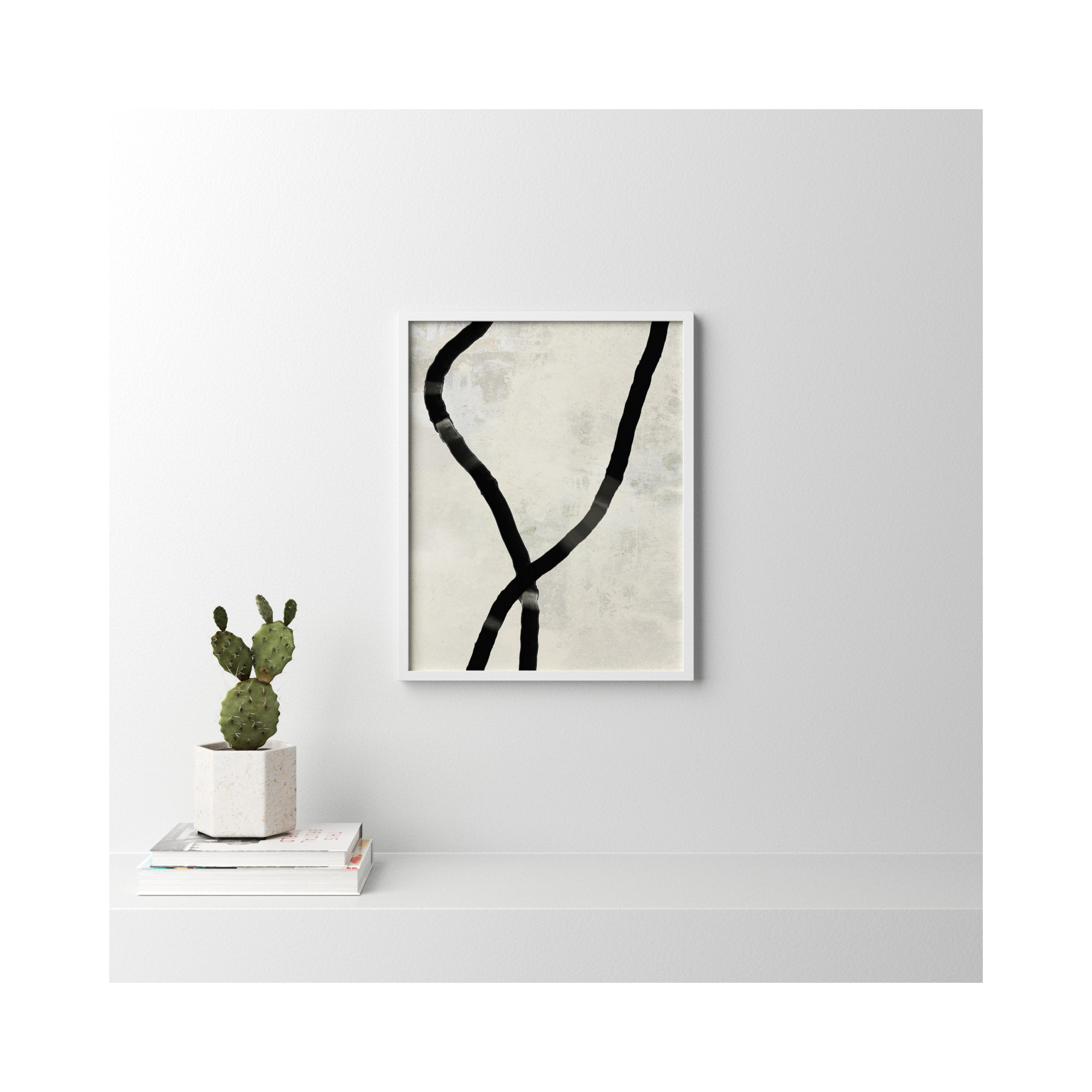 Black Rope 5 by Jacques Pilon, White, 25" H x 20" W x 1.25" D