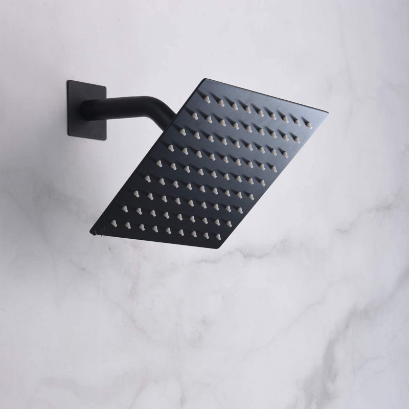 Sumerain Modern Square Rainfall Shower System, Wall Mounted Shower System with 8 Inch Ultra-Thin Overhead Showerhead & Hand Shower, Matte Black