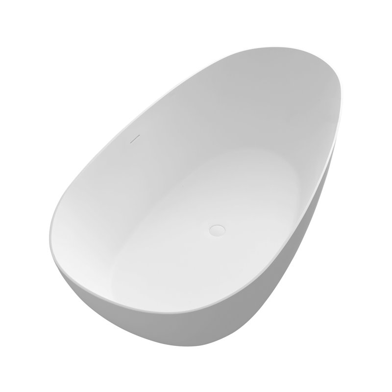 Premium Solid Surface Deep Soaking Bathtub, Matte White