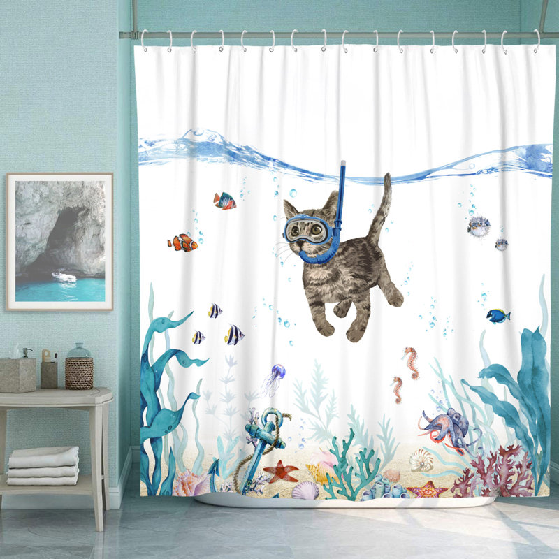 Drôle de rideau de douche avec crochets