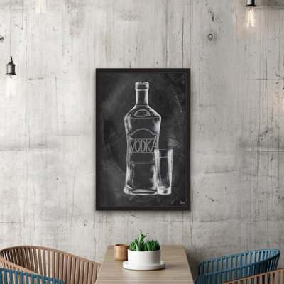 « vodka on tableau noir », reproduction de dessin encadrée