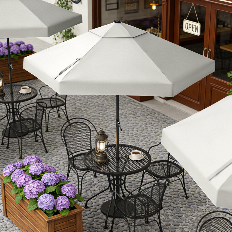 fully automatic 9 foot patio umbrella with sunbrella fabric Midtown Umbrellas - The Lean Ft Fade-Resistant Fabric, Auto-Tilt Aluminum Frame and 8 Reinforced Ribs for Deck, Pool & Garden Relax under refreshing shade and LED lights with the Galtech International 9 Auto Best Selection Commercial Patio Umbrellas