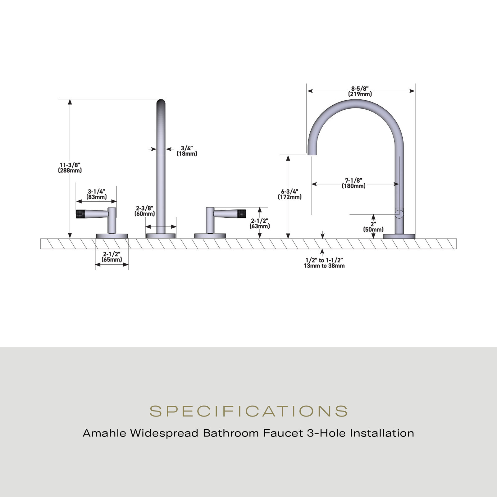 Terrell Widespread Lavatory Faucet With C-Spout, Matte Black