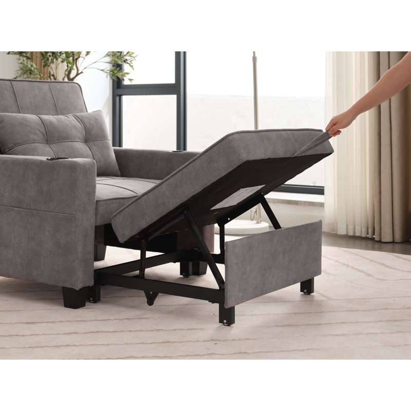 Nabeel 68.12'' Upholstered Convertible Sofa, Light Gray