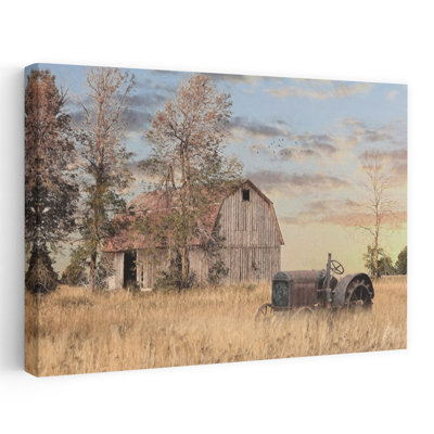 Coucher de soleil doré à la ferme - Photographie contemporaine, paysage de ferme