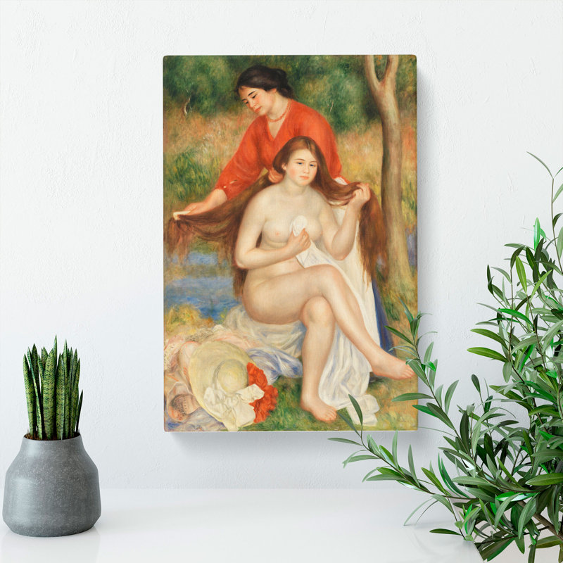 Bather And Maid by Pierre-Auguste Renoir - Wrapped Canvas Painting, 91cm H x 60cm W x 3cm D