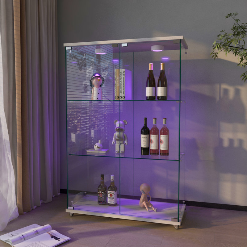 Vitrine moderne en verre avec lumières DEL