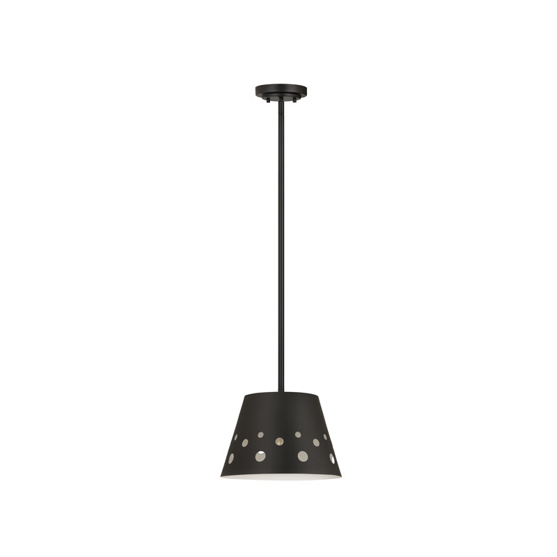 1 - Light Single Pendant, Matte Black, 9.5" H x 12" W x 12" D
