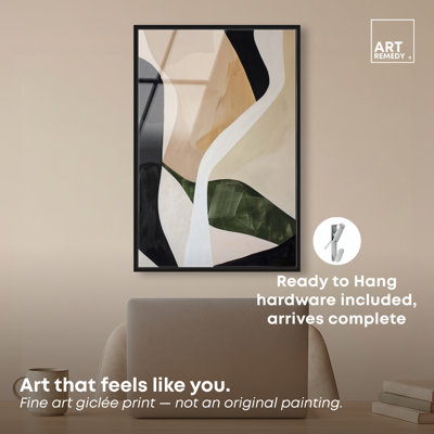 Art mural en verre acrylique ultrabrillant encadré de grain Mid-Century par Art Remedy, cadre noir, 16 x 24