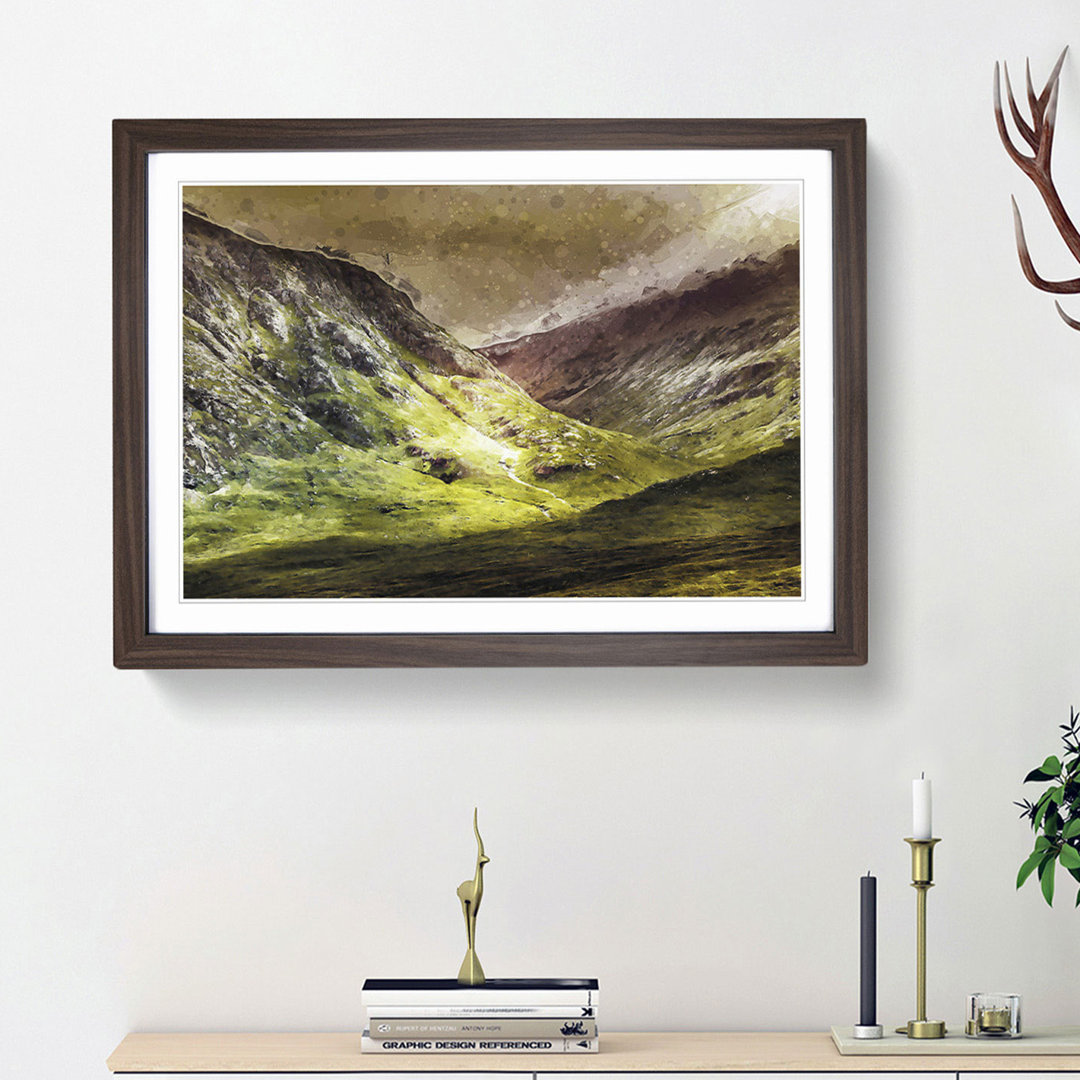 Mountains of Glencoe in Scotland in Abstract - Framed Print