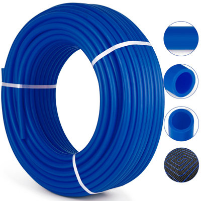 3/4" PEX Tubing 300Ft Non-Barrier PEX Pipe Blue Pex-B Tube Coil For Hot And Cold Water Plumbing Open Loop Radiant Floor Heating System PEX Tubing (3/4" Non-Barrier, 300Ft/Blue)