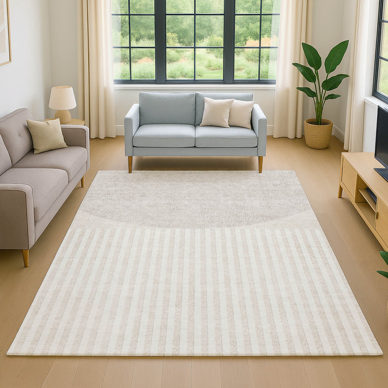 Premium Machine Washable Mayfield AMF2134 Geometric Rug, 5' x 7'6", Putty