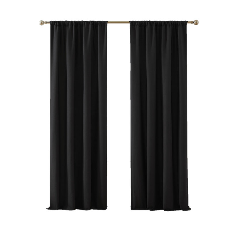 Paire de rideaux semi-transparents en polyester, L 50 po x L 84 po, Noir