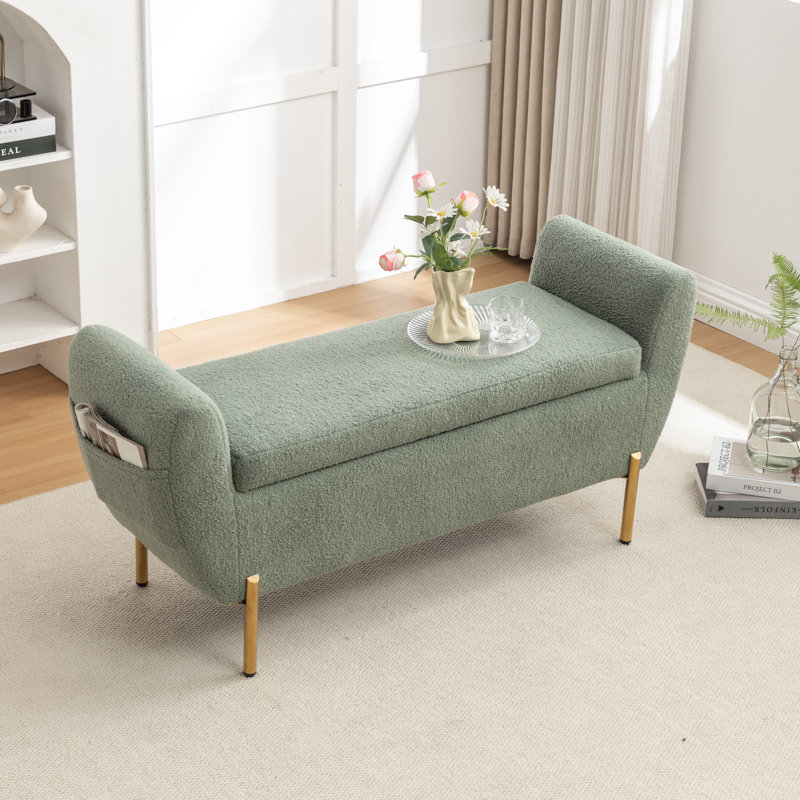 Banc de rangement rembourré Leaysia, Vert