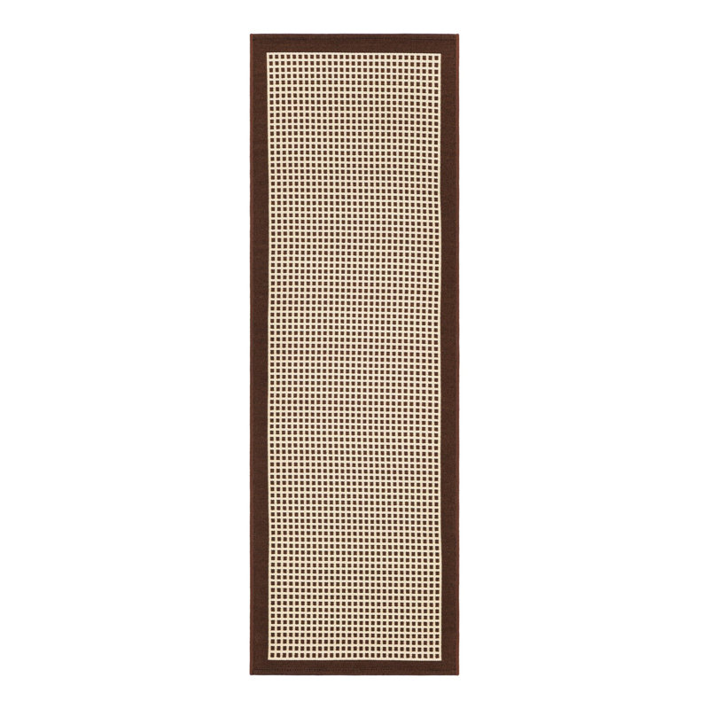 Gourlie Geometric Machine Made Power Loom Polypropylene Plastic Area Rug in Brown/Beige, Runner 2' x 6'1"