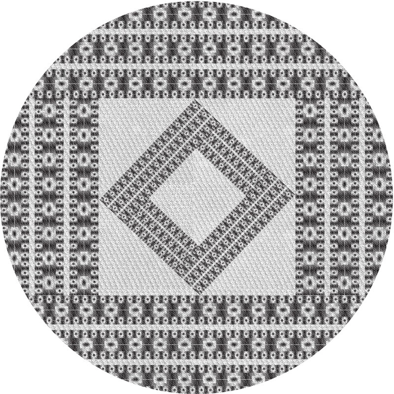 Tapis noir/blanc cassé tissé à la machine, Rond 5 pi