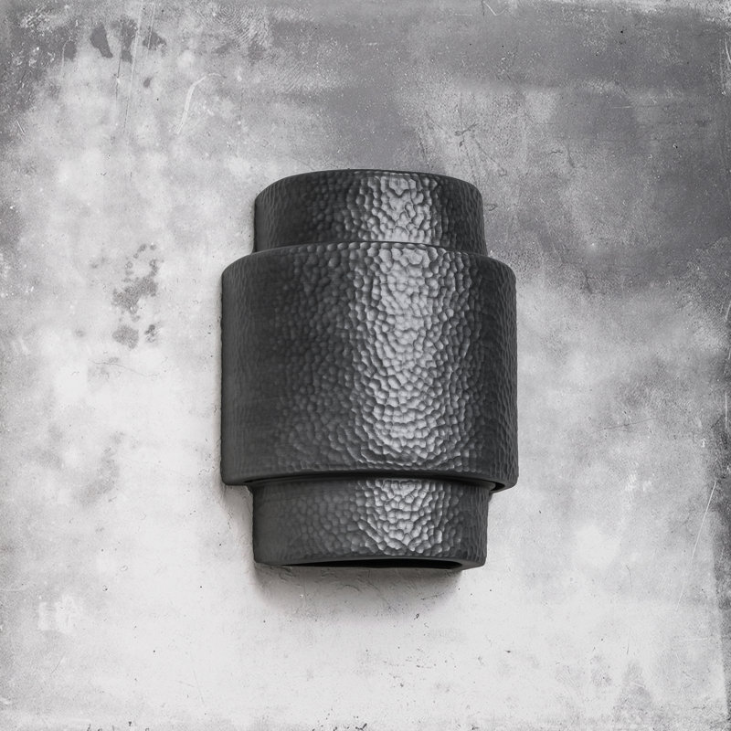 Cammi Flush Mount Ceramic Outdoor Wall Lights, LED Bulb Included, 13.5" H x 10" W x 6" D, Rubbed Pewter