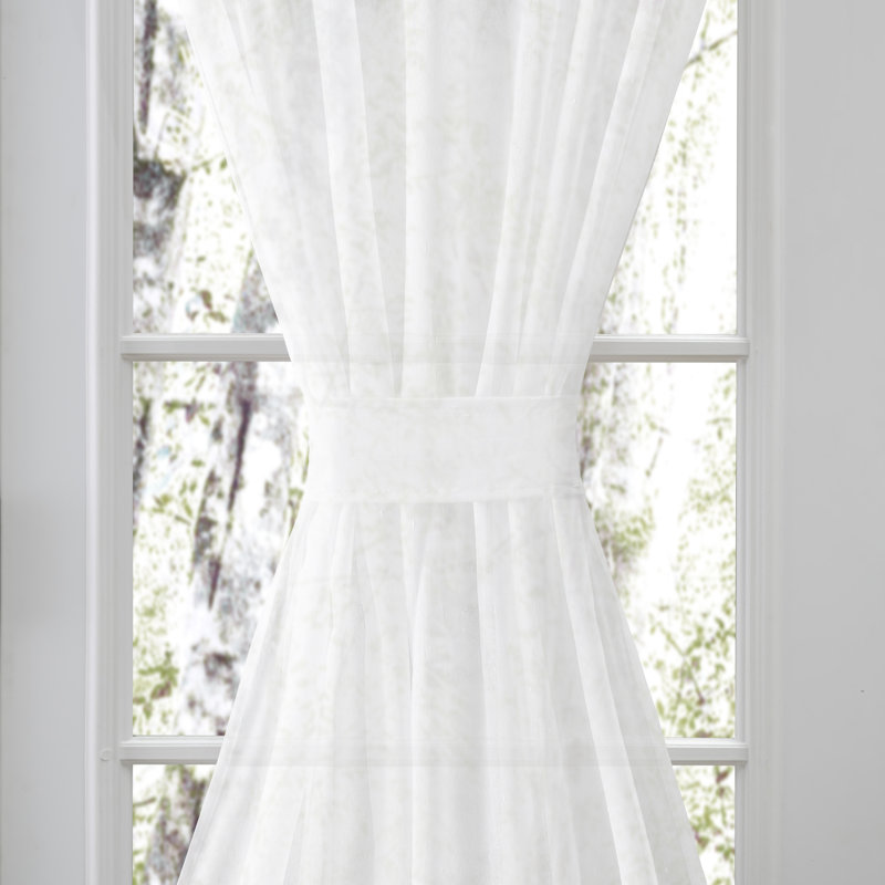 Matao Elegant Semi-Sheer Door Panel Rod Pocket w/ Tiebacks in Various Sizes, White, 40" W x 40" L