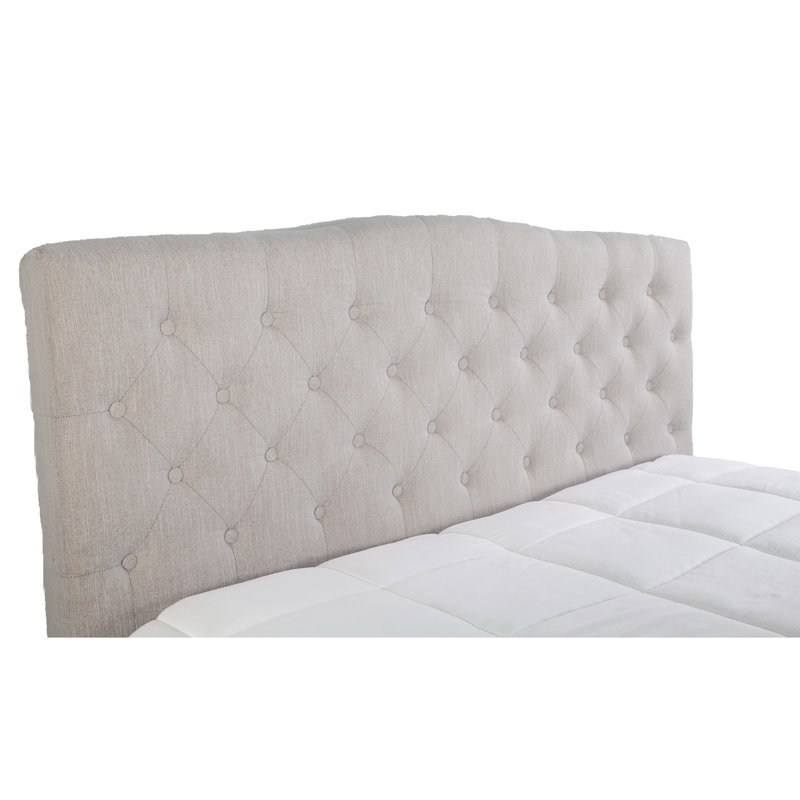 Grand lit tapissier très grand avec 2 tables de chevet de couleur pierre, poids de 81,35 lb, 100%, 87,74 po Profondeur, couleur principale grise