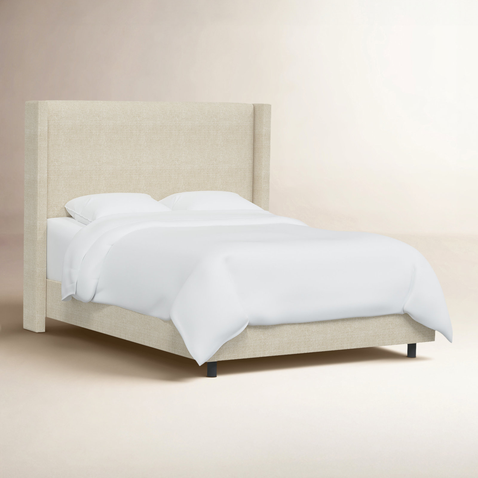 Benson Wingback Bed, Beige, Twin