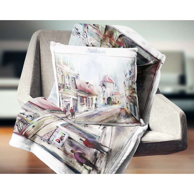 Montreux - Coussin à imprimé paysage, 16 po x 1 po, Coussin décoratif