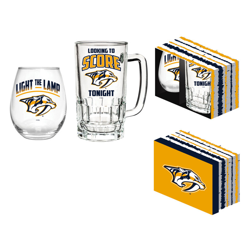 Ensemble-cadeau NHL Team Pint Glass and Wine, Prédateurs de Nashville