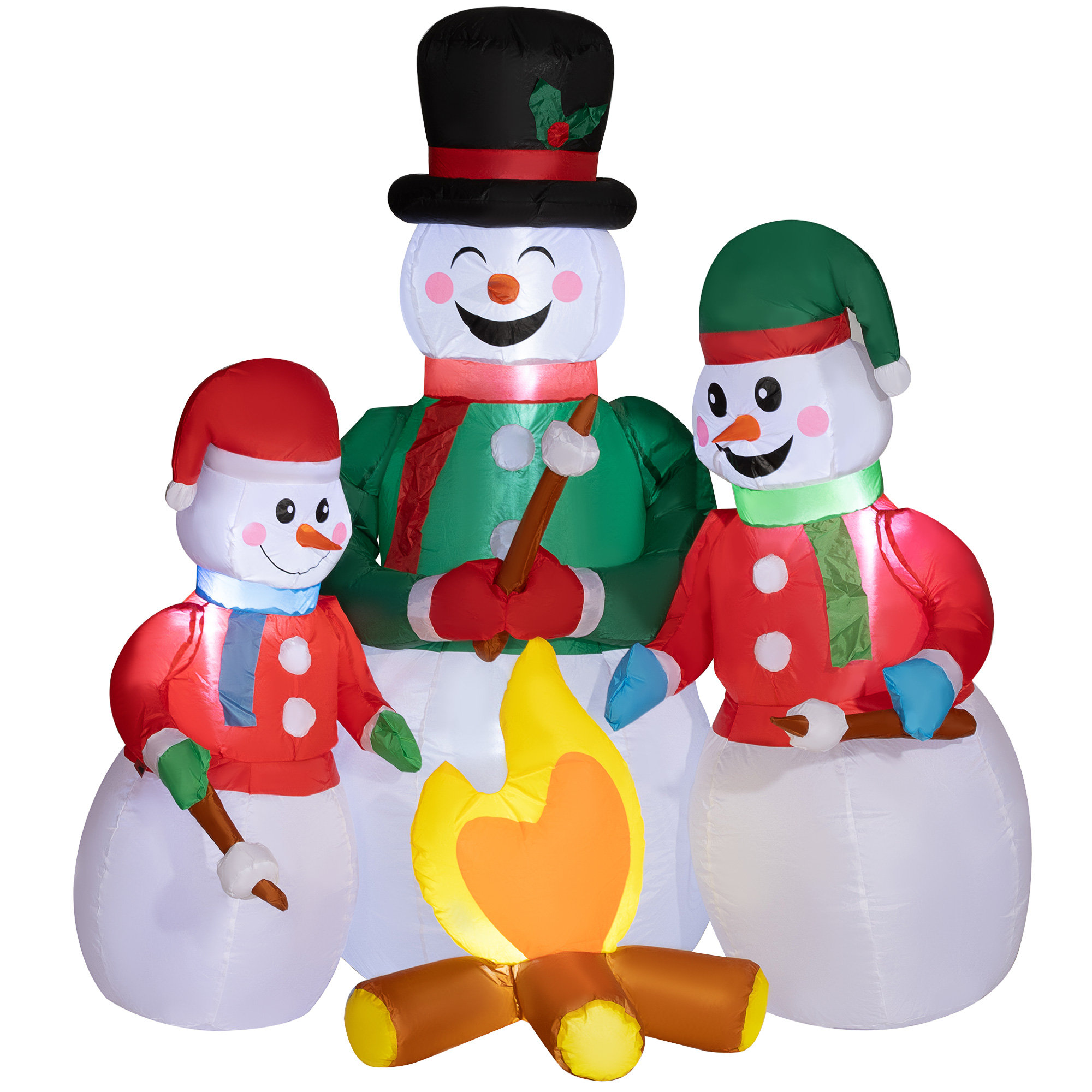 The Holiday Aisle® 5' Christmas Inflatable Snowman Family with Built-in ...