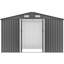 10x8 Ft Lockable Outdoor Structure With Metal Foundation, Grey Shed Ft, Lockable, For Backyard Space