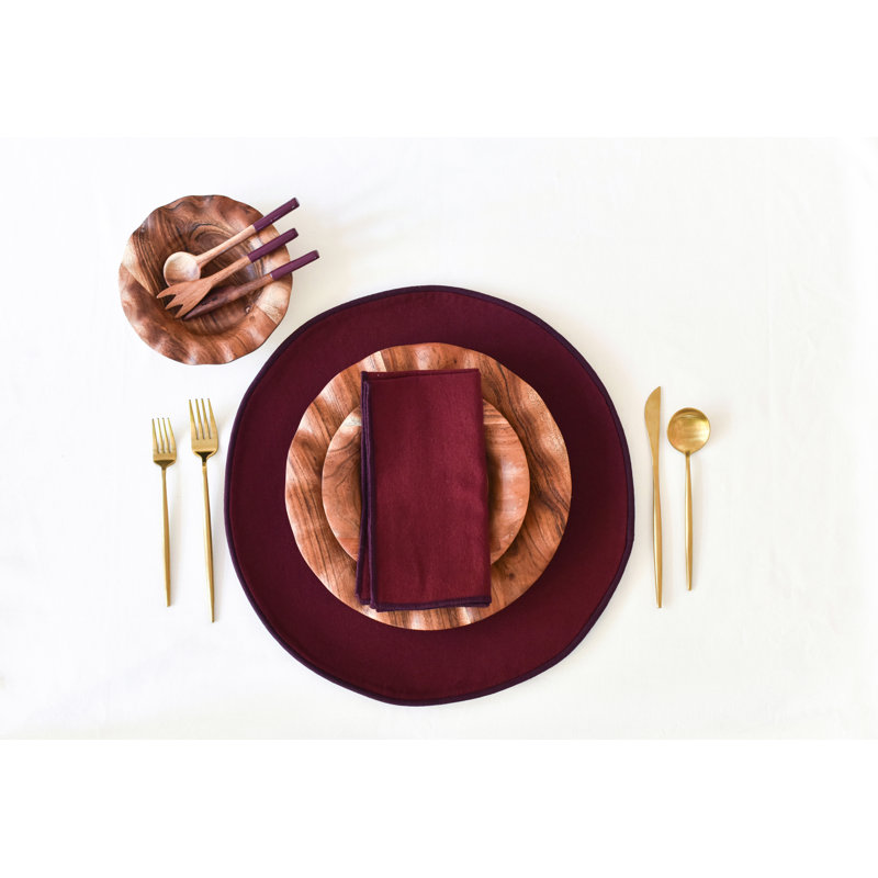Blush And Pine Color Block Round Placemat Set Of 4, Coquette