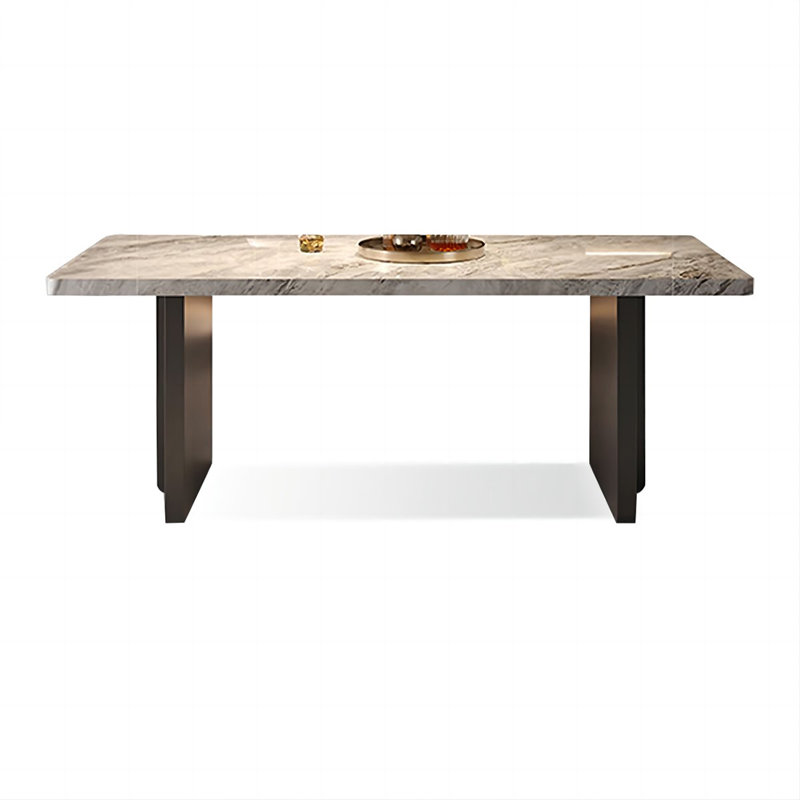 Black Rectangular Sintered Stone + Manufactured Wood Dining Table, 29.53"H x 62.99"L x 31.5"W