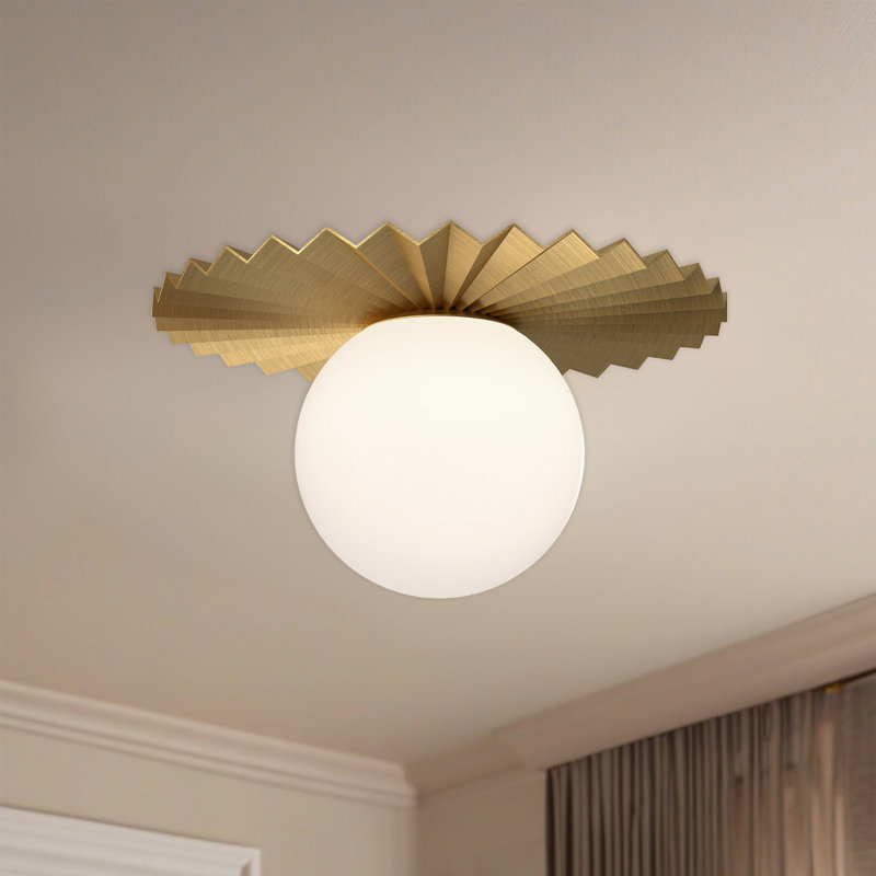 Plafonnier encastré 1 lumière Laki, Or brossé, H 6,63 po x l 11,88 po x P 11,88 po