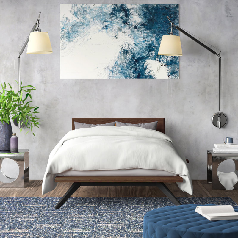 Astrid Solid Wood Platform Bed, King, Walnut/Dark Chocolate, Conventional