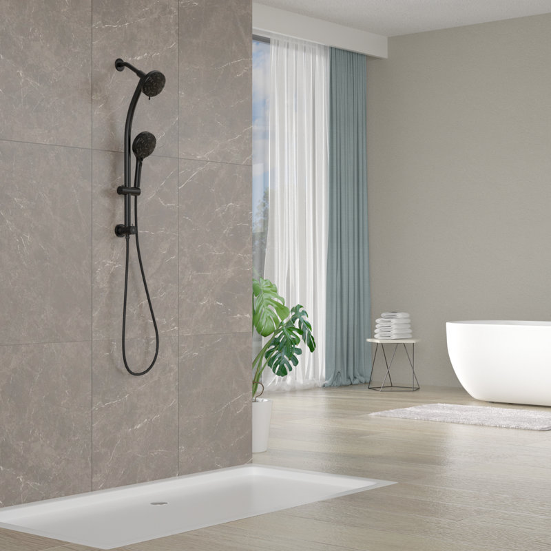 Pomme de douche double multifonction, Noir mat