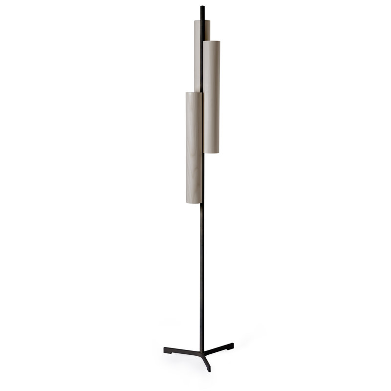 Black Note LED Floor Lamp, Natural Cherry, Matte Black