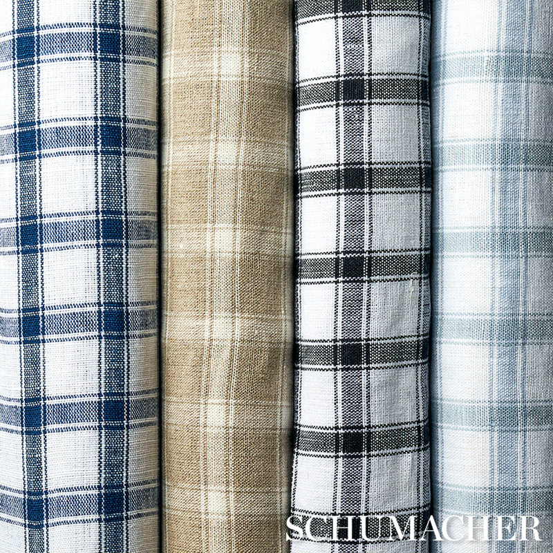 Crawford Linen Check Fabric, Basalt