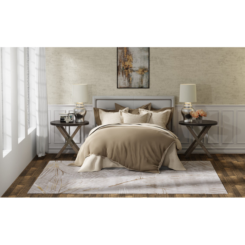 Vanhorn Modern Abstract, Taupe/Brown/Silver, Runner 2'10" x 7'10"