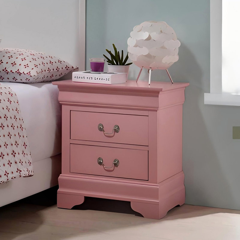 Charmante table de chevet traditionnelle rose