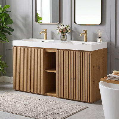 Ensemble de meuble-lavabo autoportant 60 po avec surface solide 60 po