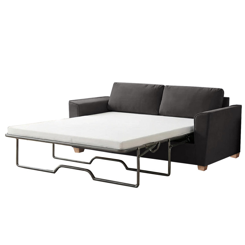 Canapé-lit double en velours coulissant avec matelas pliant, Gris foncé